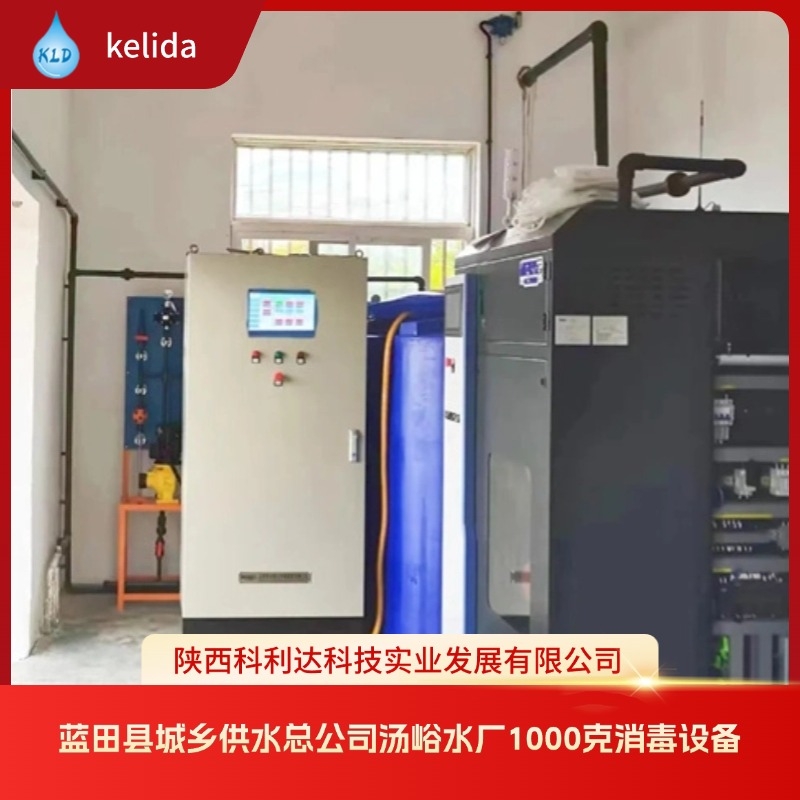 蓝田县城乡供水总公司汤峪水厂1000克消毒设备安装调试完成！